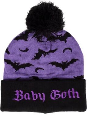 Too Fast Purple & Black Baby Goth Pom Beanie